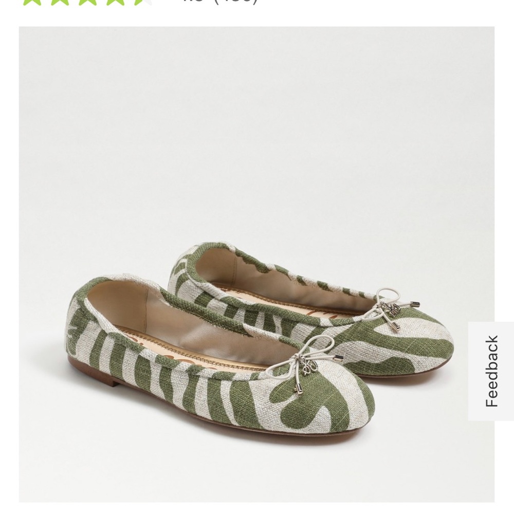 Sam Edelman Felicia green zebra linen ballet flats size 6
